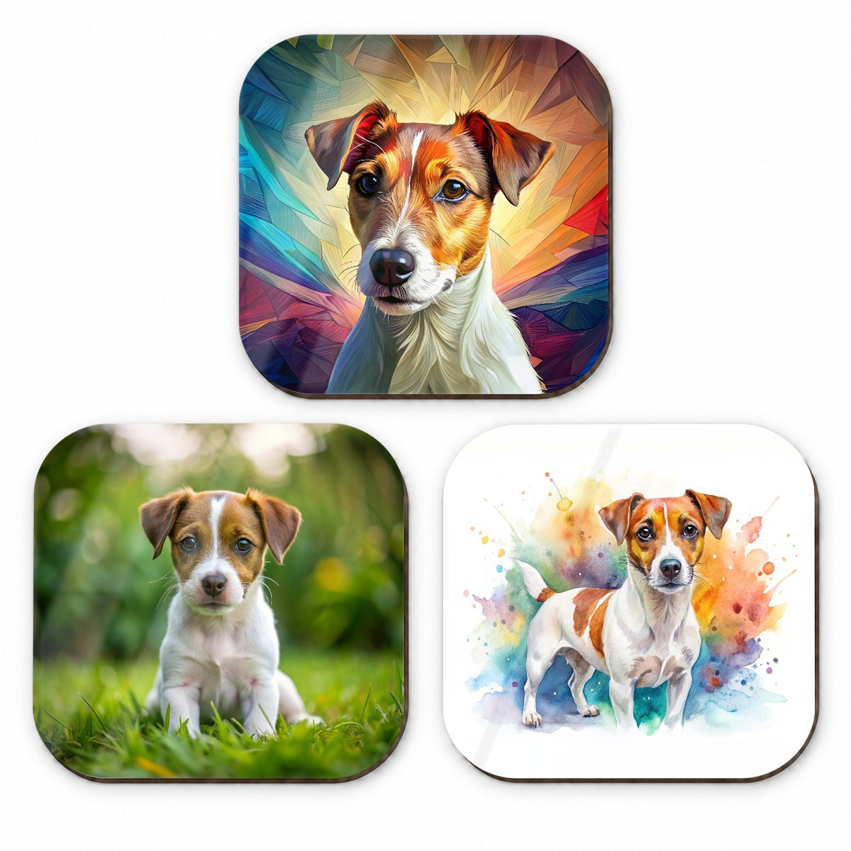 Jack Russell Terrier Dog Modern Photo Art Fridge Magnet Set
