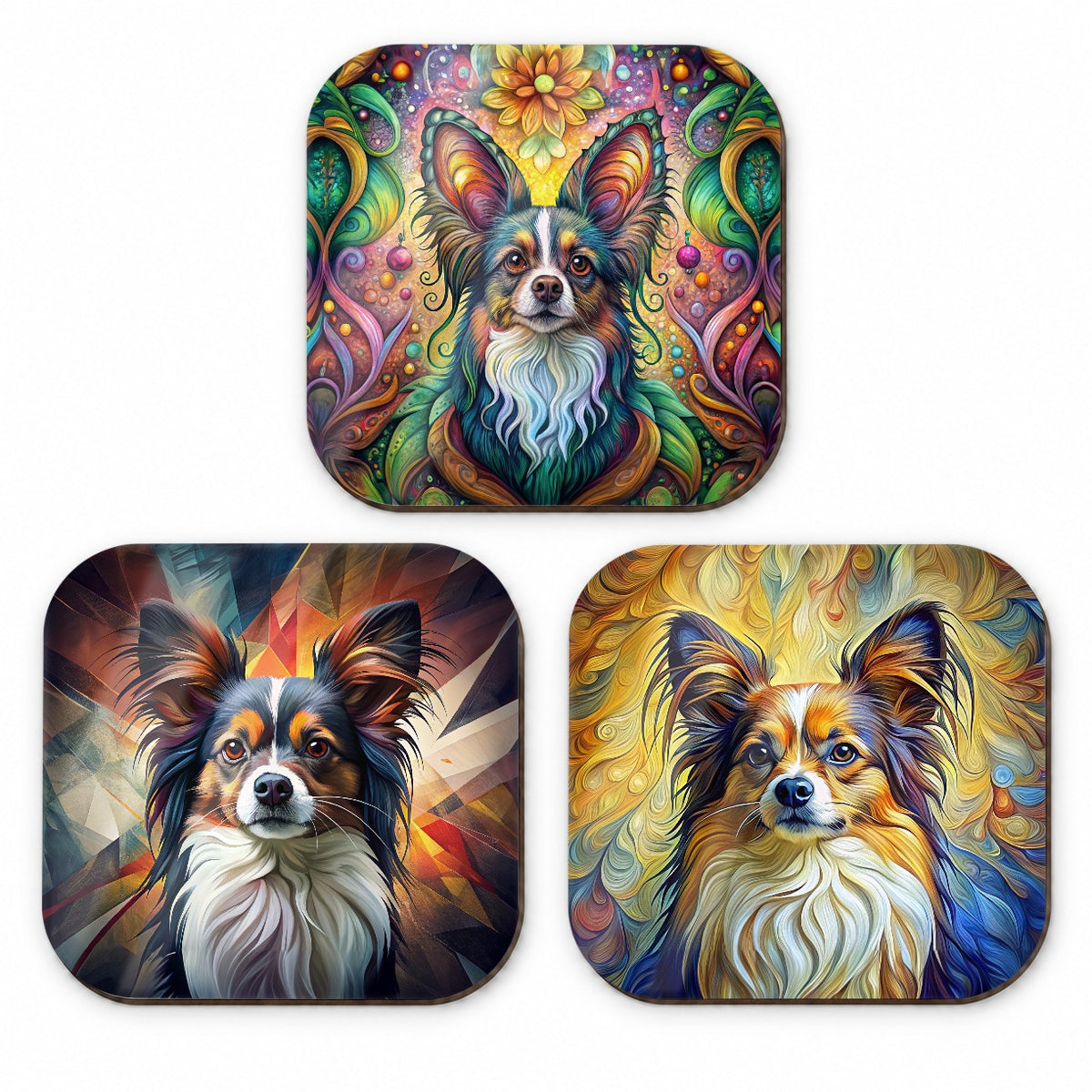Papillon Dog French Art Fridge Magnet Set