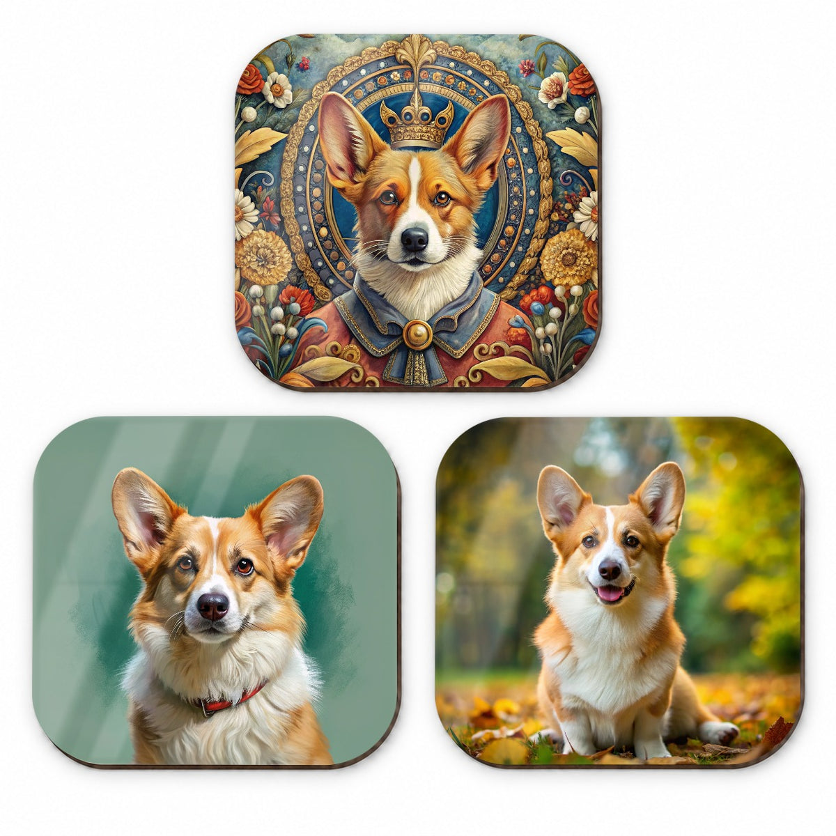 Pembroke Welsh Corgi Dog Photo Illustration Fridge Magnet Set
