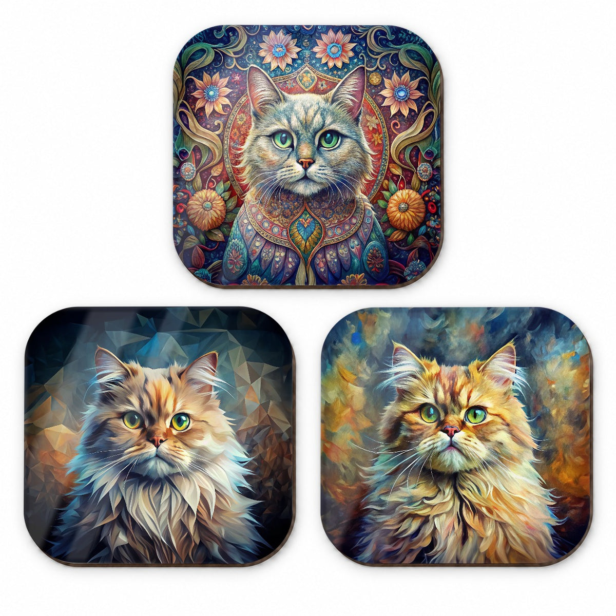 Persian Cat French Art Fridge Magnet Set