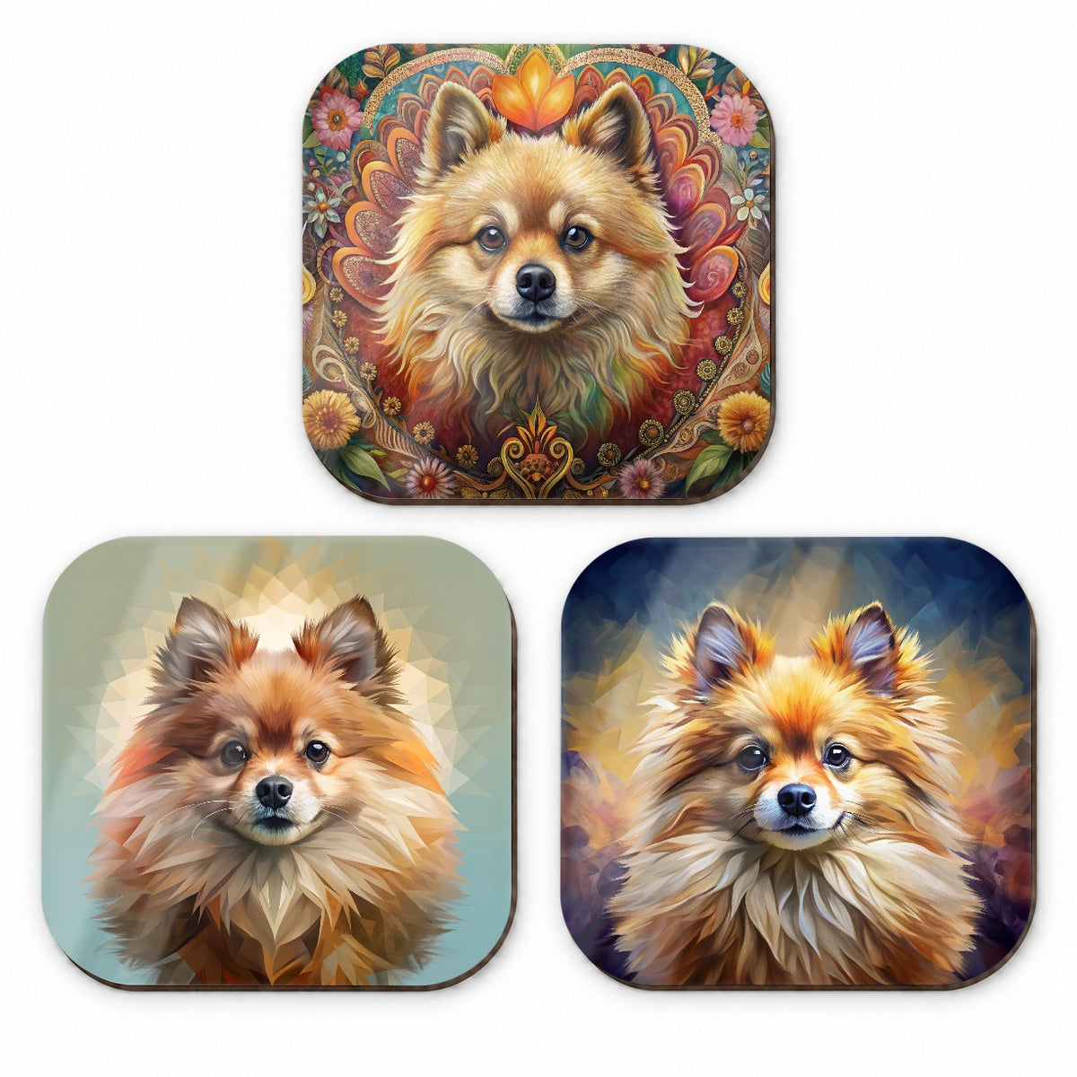 Pomeranian Dog French Art Fridge Magnet Set