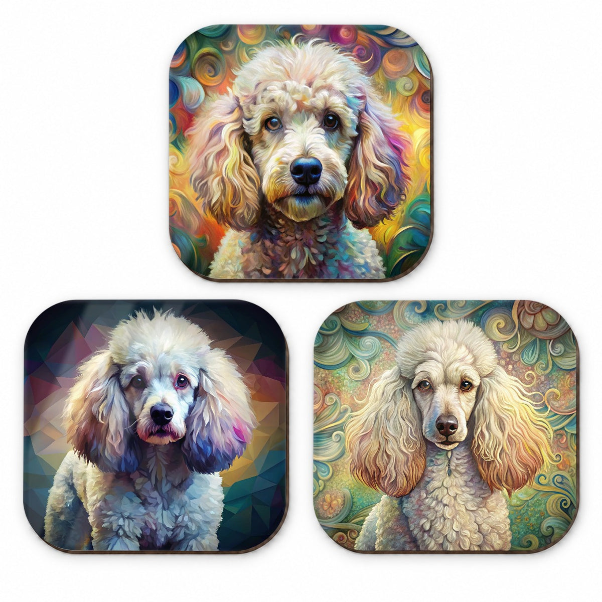 Poodle Dog Abstract Art Fridge Magnet Set