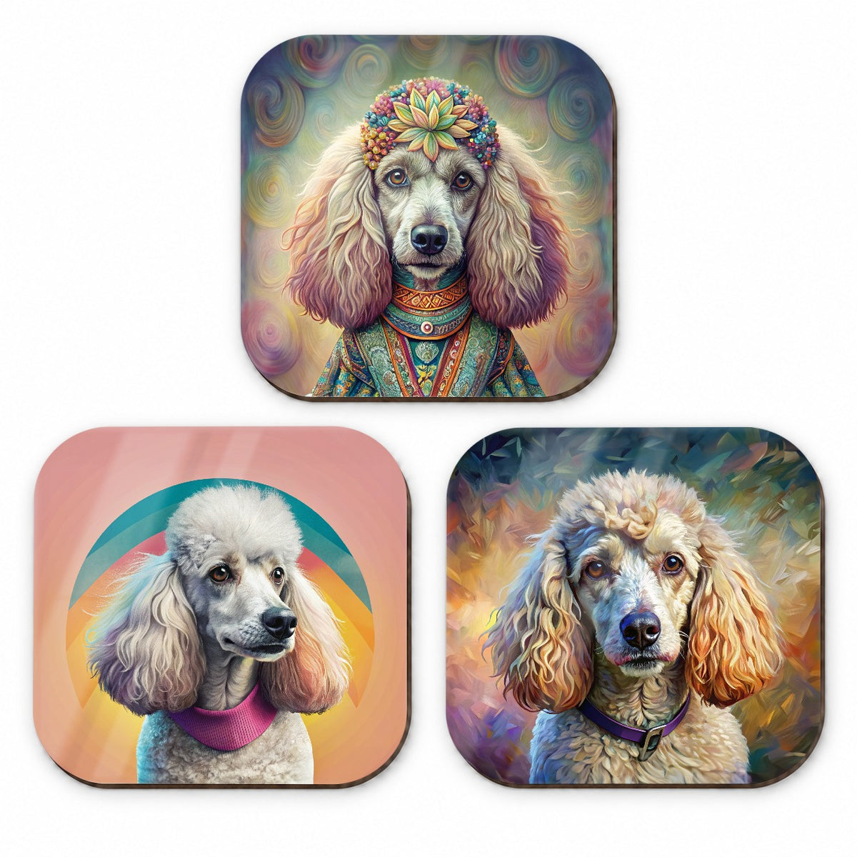 Poodle Dog French Art Fridge Magnet Set