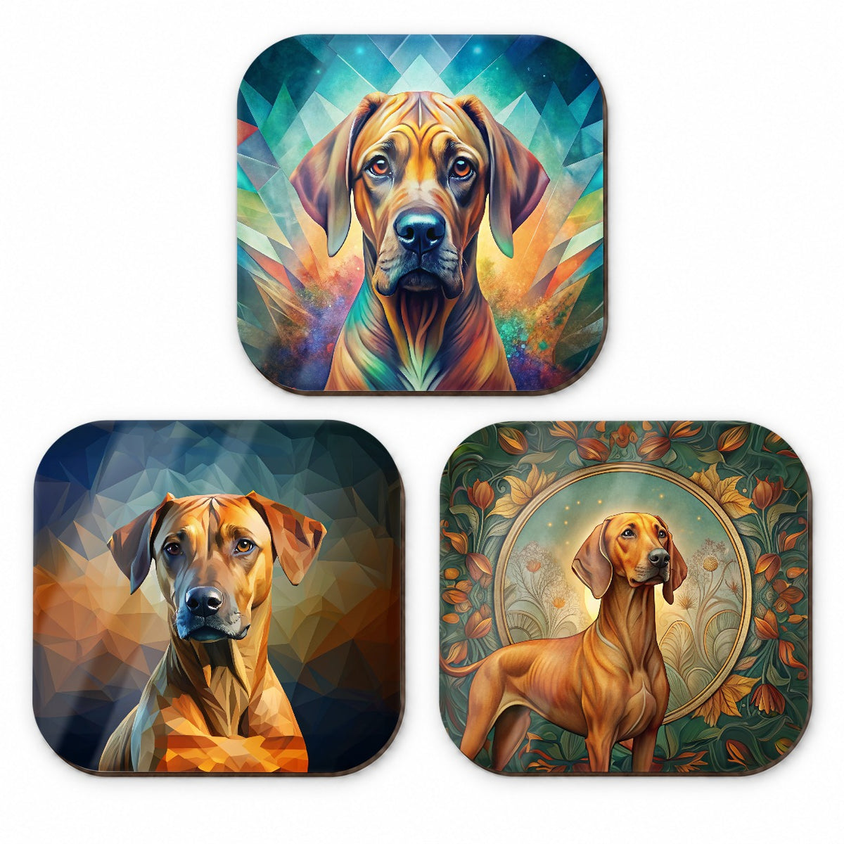 Rhodesian Ridgeback Dog Abstract Art Fridge Magnet Set