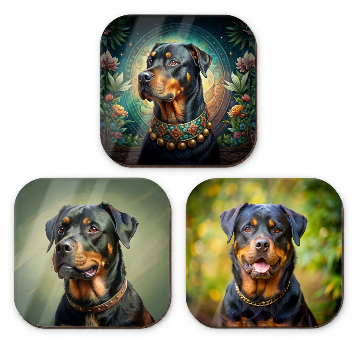 Rottweiler Dog Photo Illustration Fridge Magnet Set