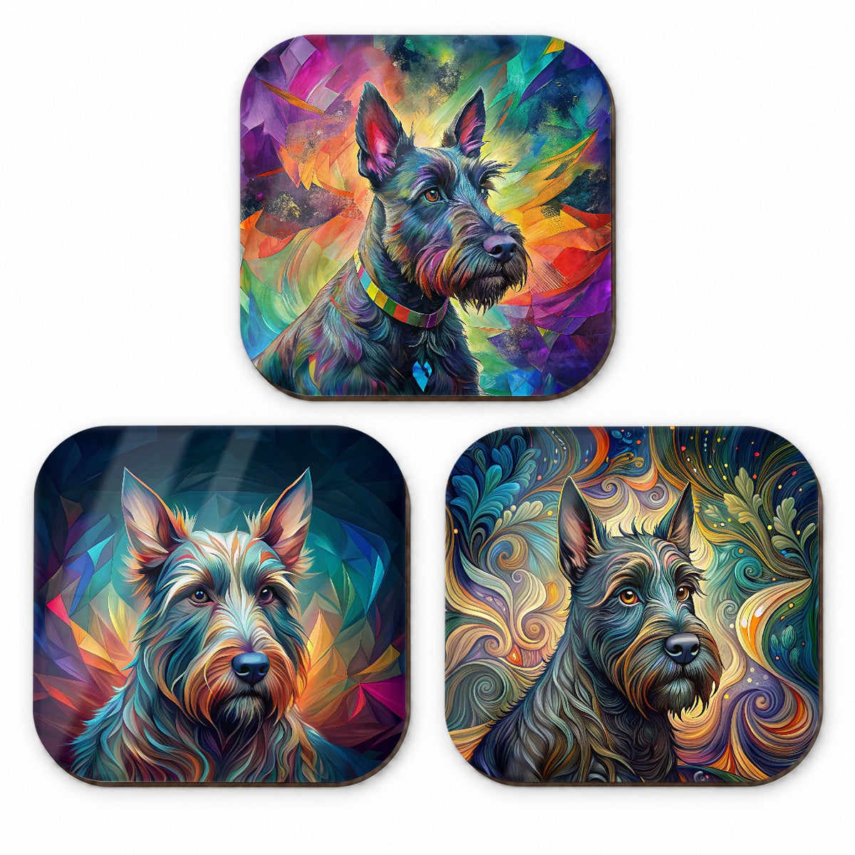 Scottish Terrier Dog Abstract Art Fridge Magnet Set