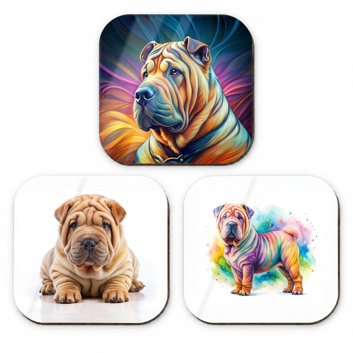 Shar Pei Dog Modern Photo Art Fridge Magnet Set