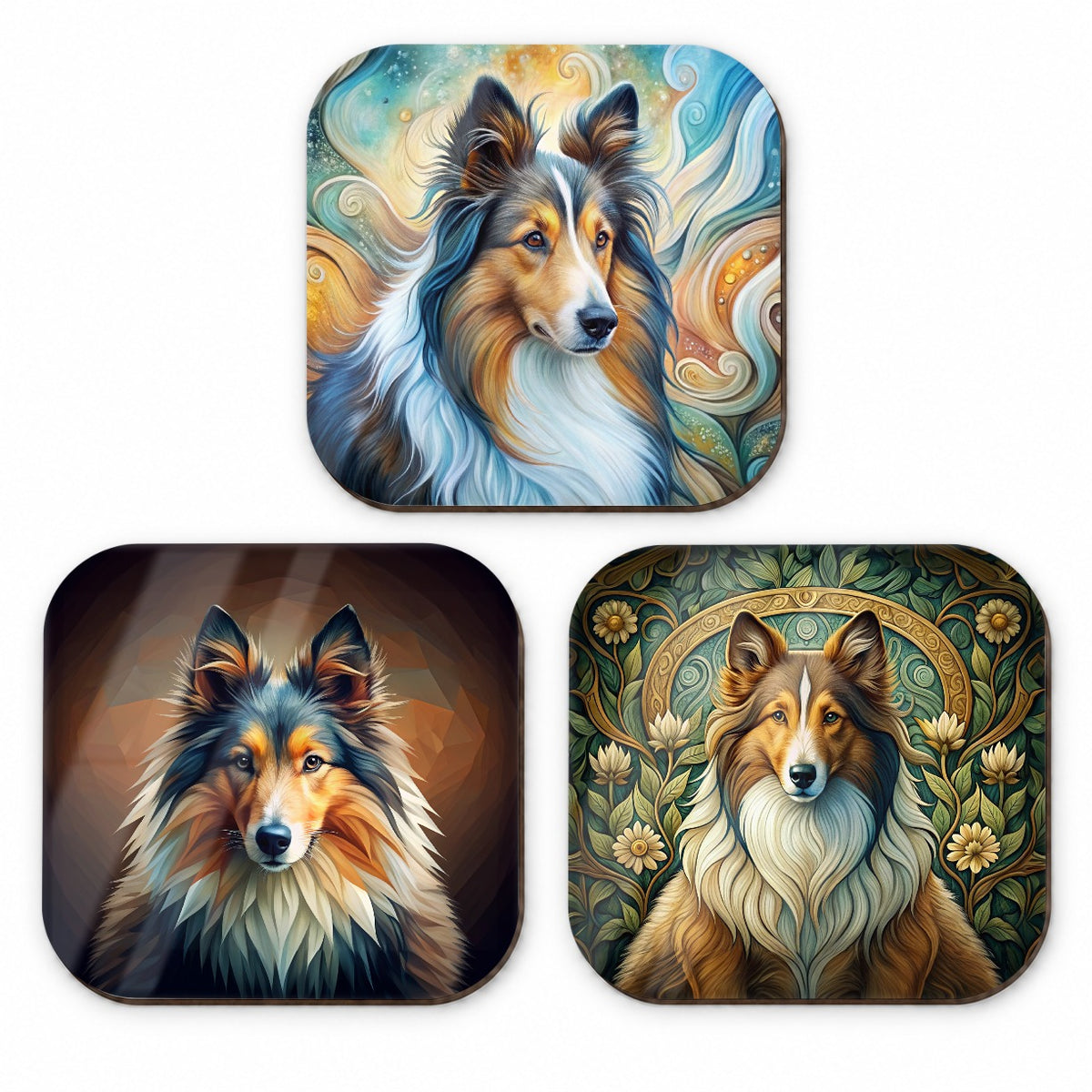 Shetland Sheepdog Sheltie Dog Abstract Art Fridge Magnet Set