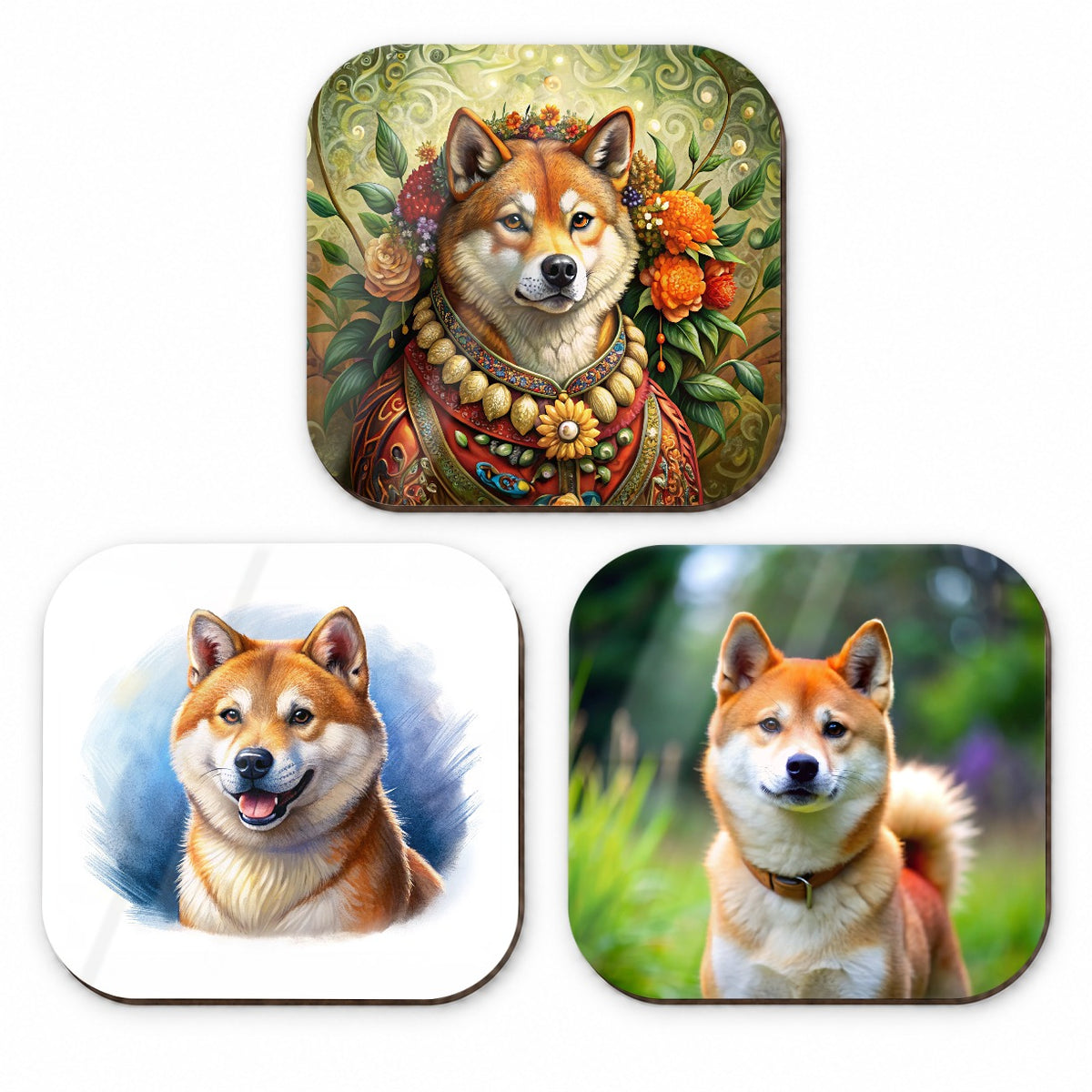 Shiba Inu Dog Photo Illustration Fridge Magnet Set