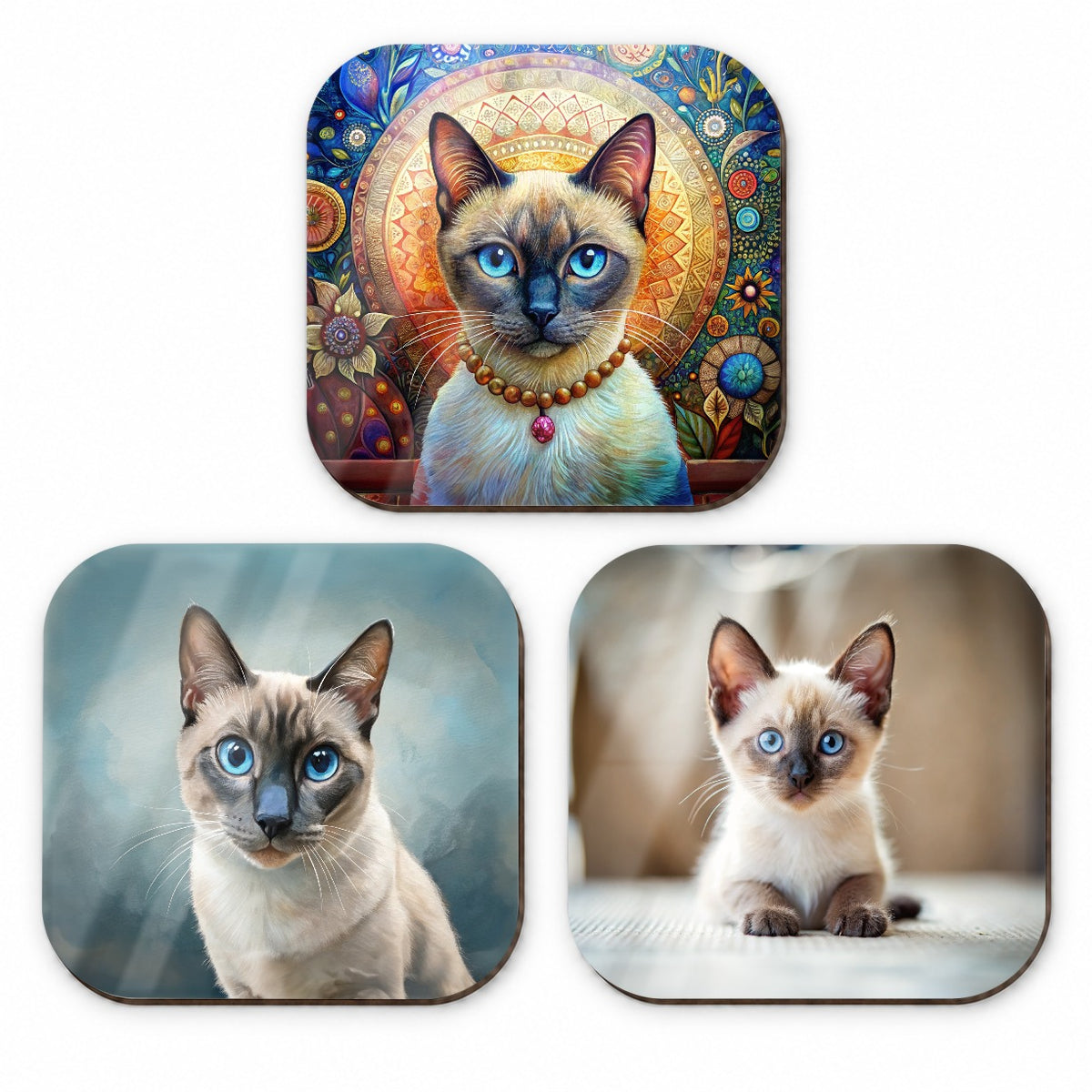 Siamese Cat Photo Illustration Fridge Magnet Set