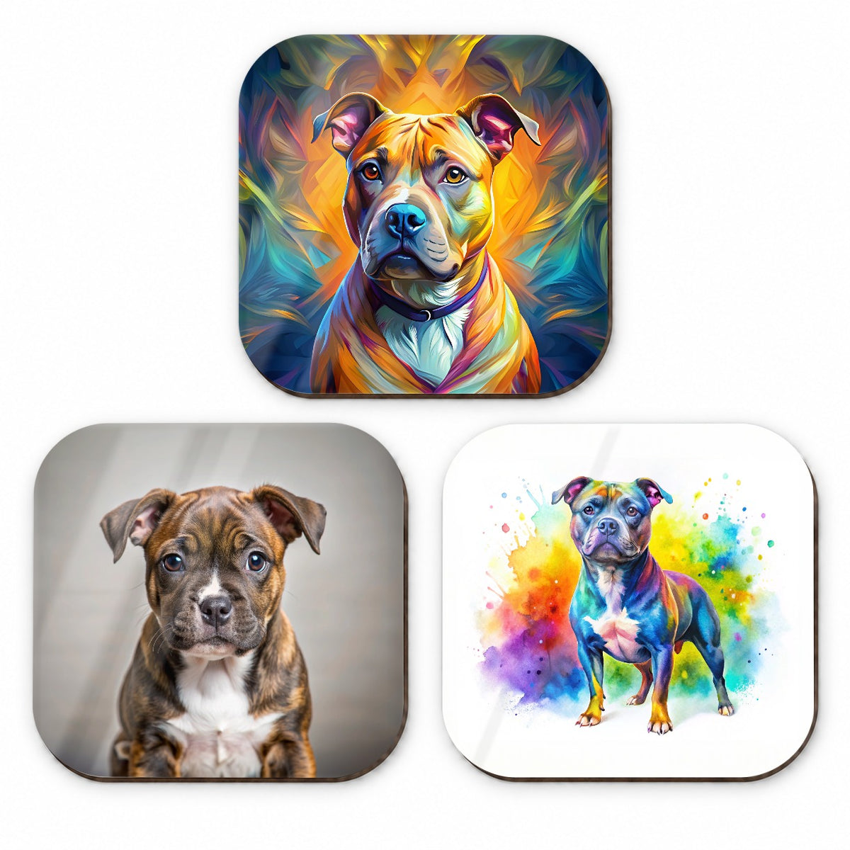 Staffordshire Bull Terrier Staffy Dog Modern Photo Art Fridge Magnet Set