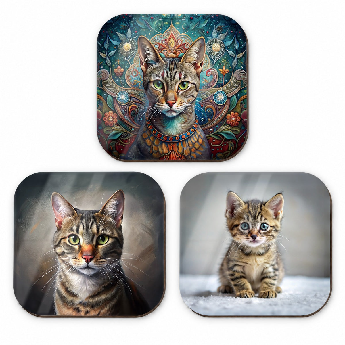 Tabby Cat Photo Illustration Fridge Magnet Set