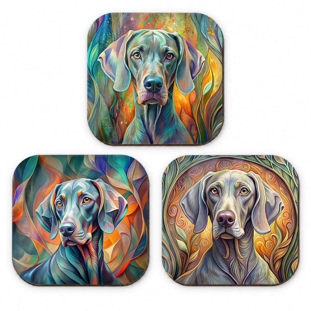 Weimaraner Dog Abstract Art Fridge Magnet Set
