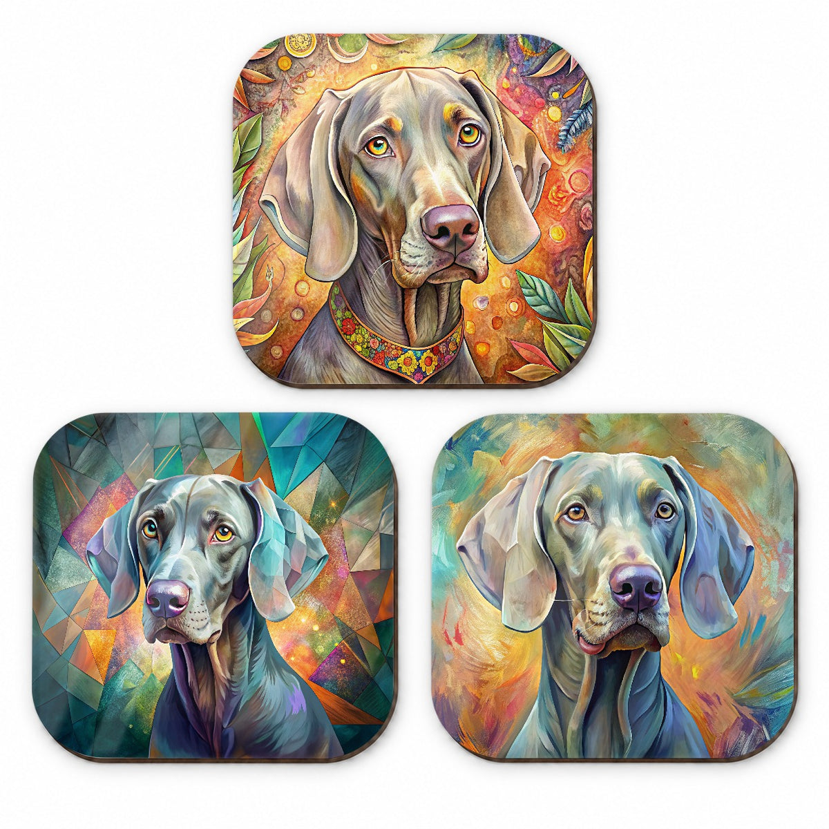 Weimaraner Dog French Art Fridge Magnet Set