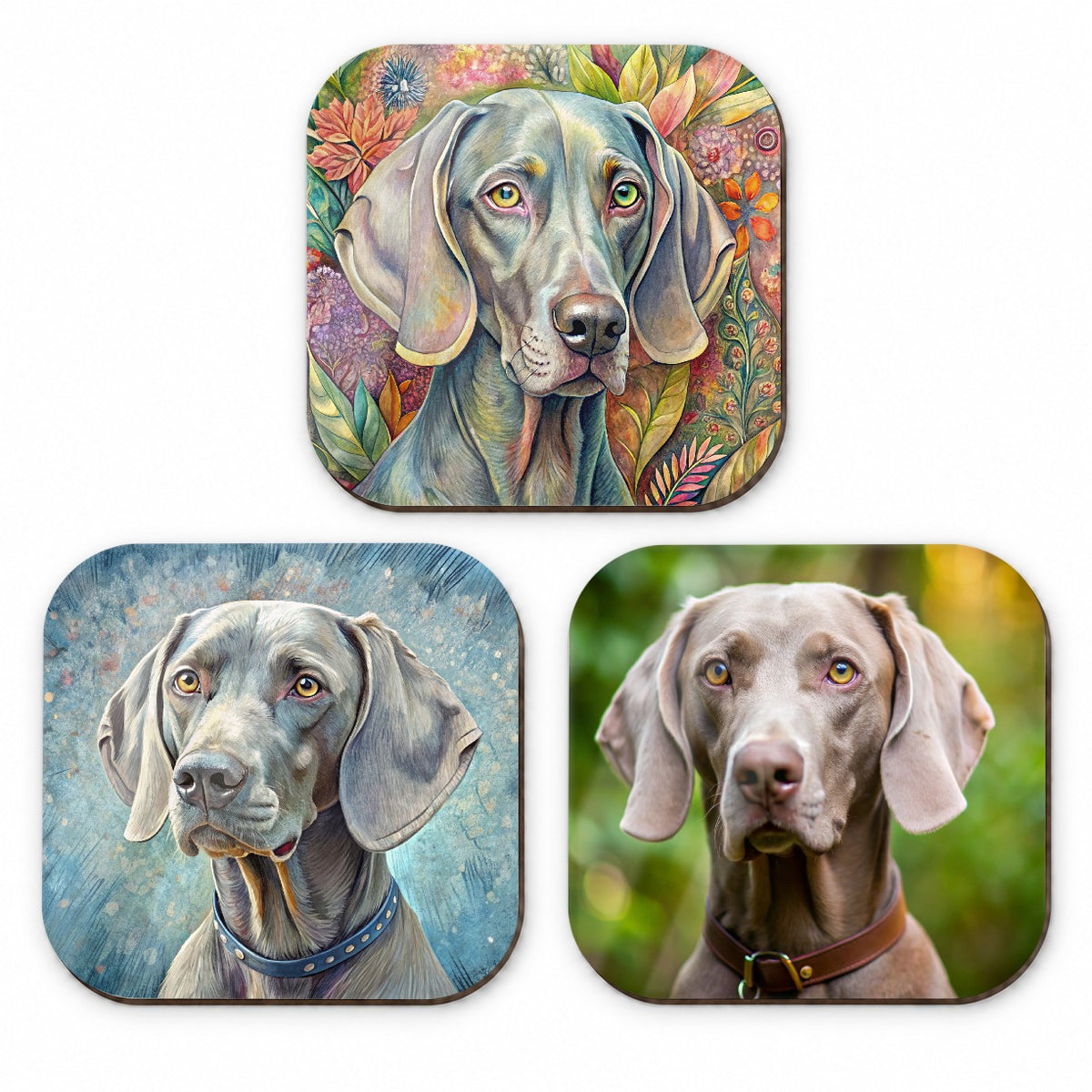 Weimaraner Dog Photo Illustration Fridge Magnet Set