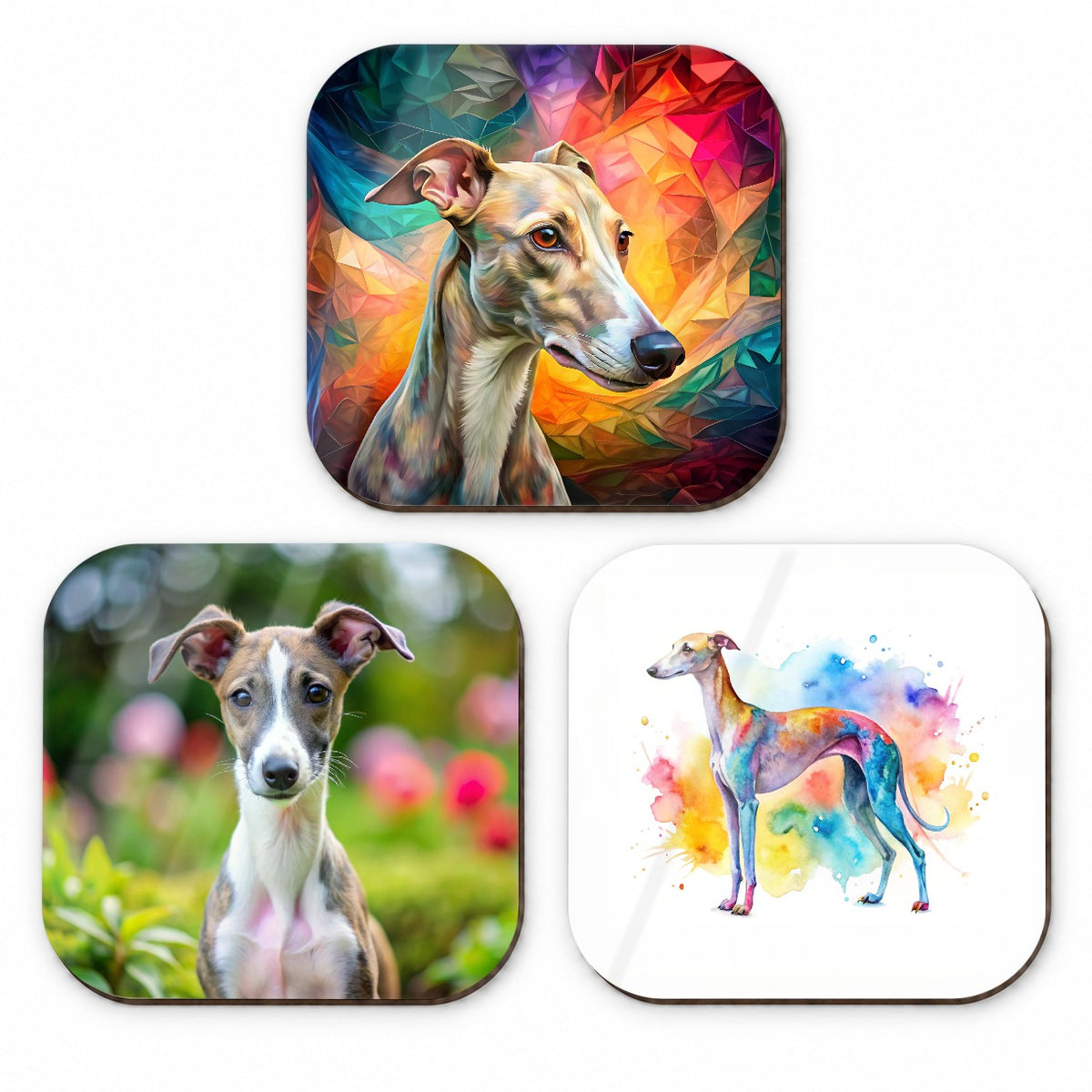 Whippet Dog Modern Photo Art Fridge Magnet Set