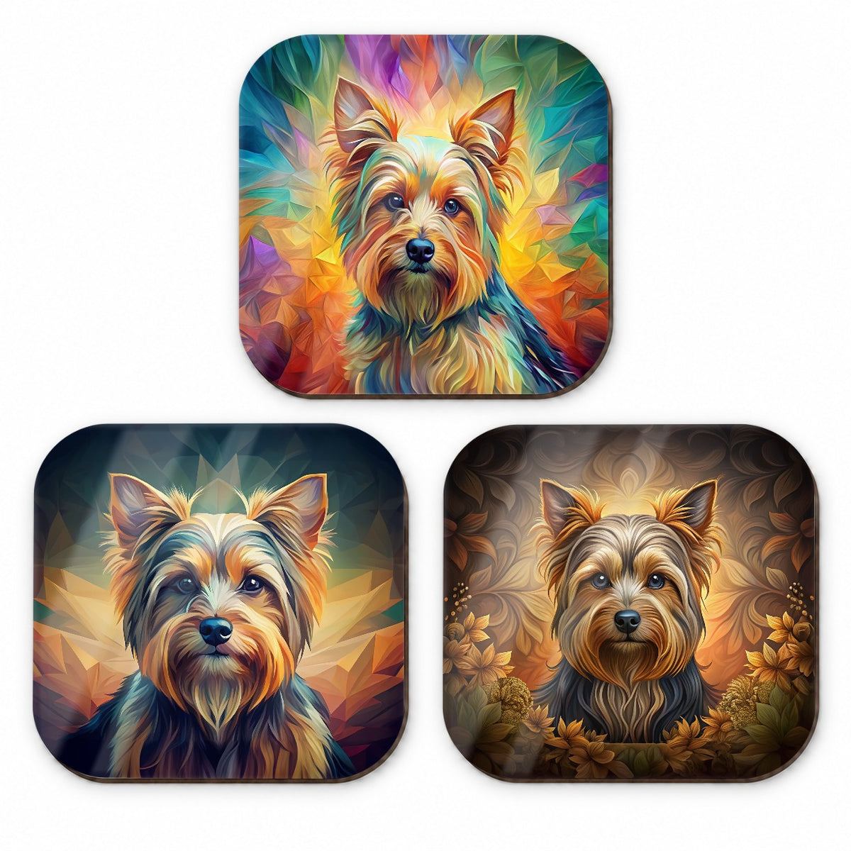 Yorkshire Terrier Yorkie Dog Abstract Art Fridge Magnet Set