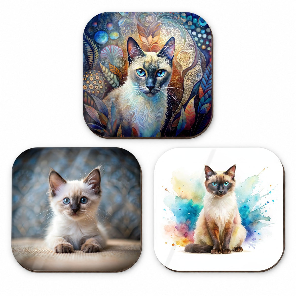 Balinese Cat Modern Photo Art Fridge Magnet Set