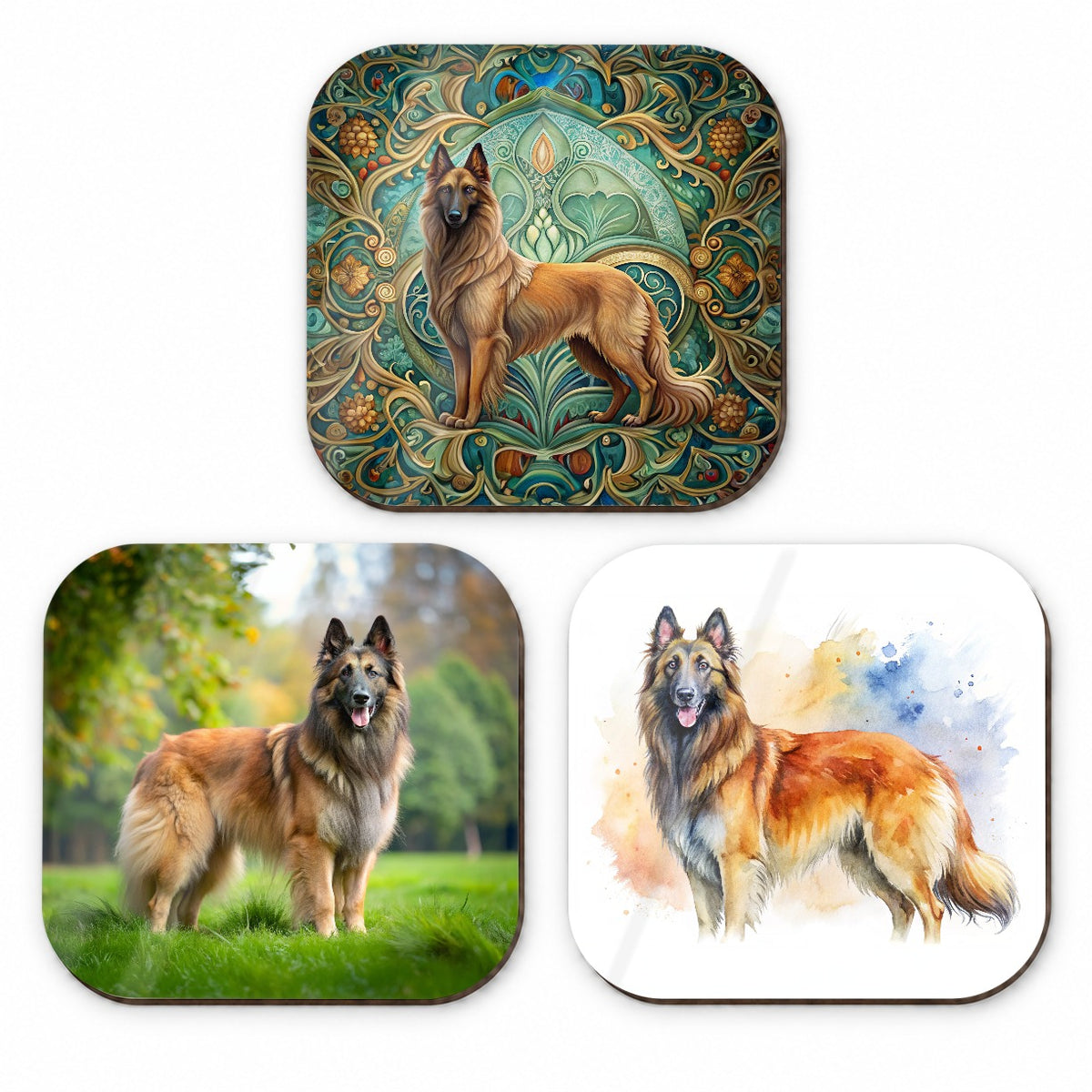 Belgian Tervuren Dog Modern Photo Art Fridge Magnet Set