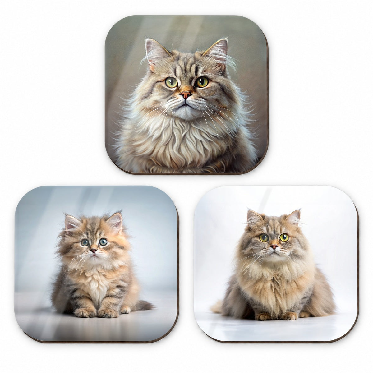 British Longhair Cat Photo Illustration Fridge Magnet Set