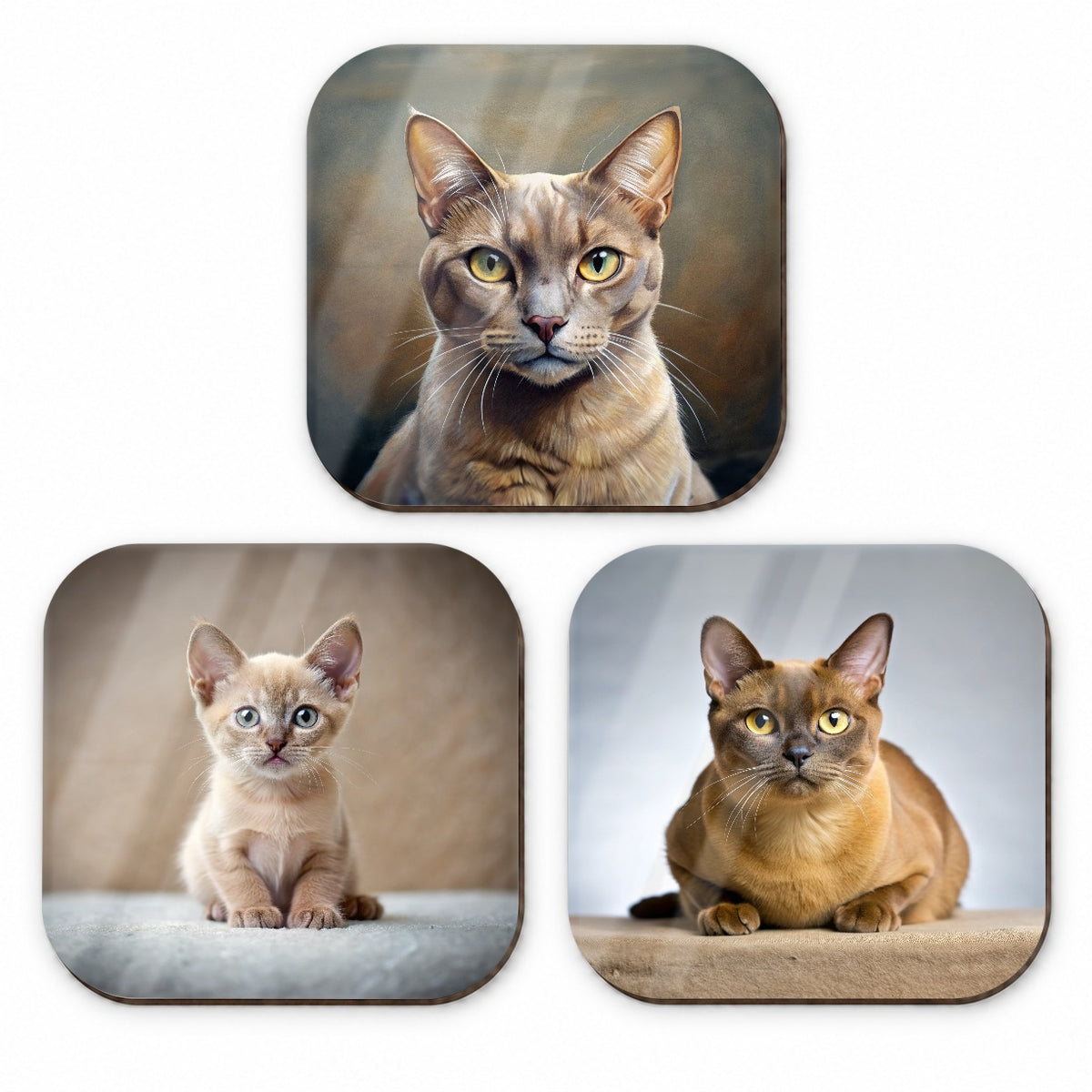 Burmese Cat Photo Illustration Fridge Magnet Set