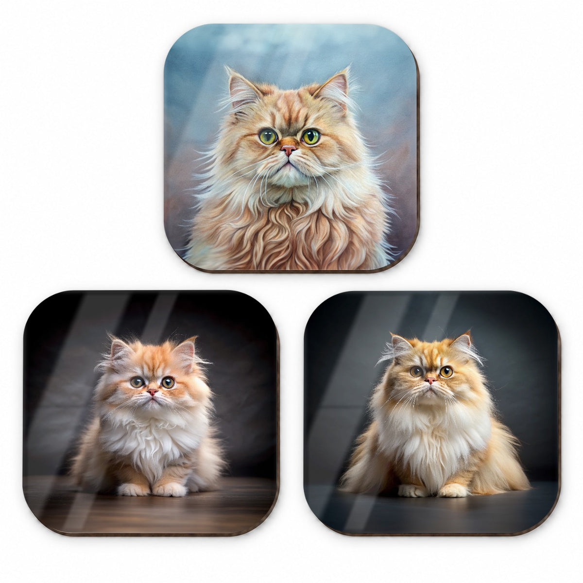 Classic Persian Cat Photo Illustration Fridge Magnet Set