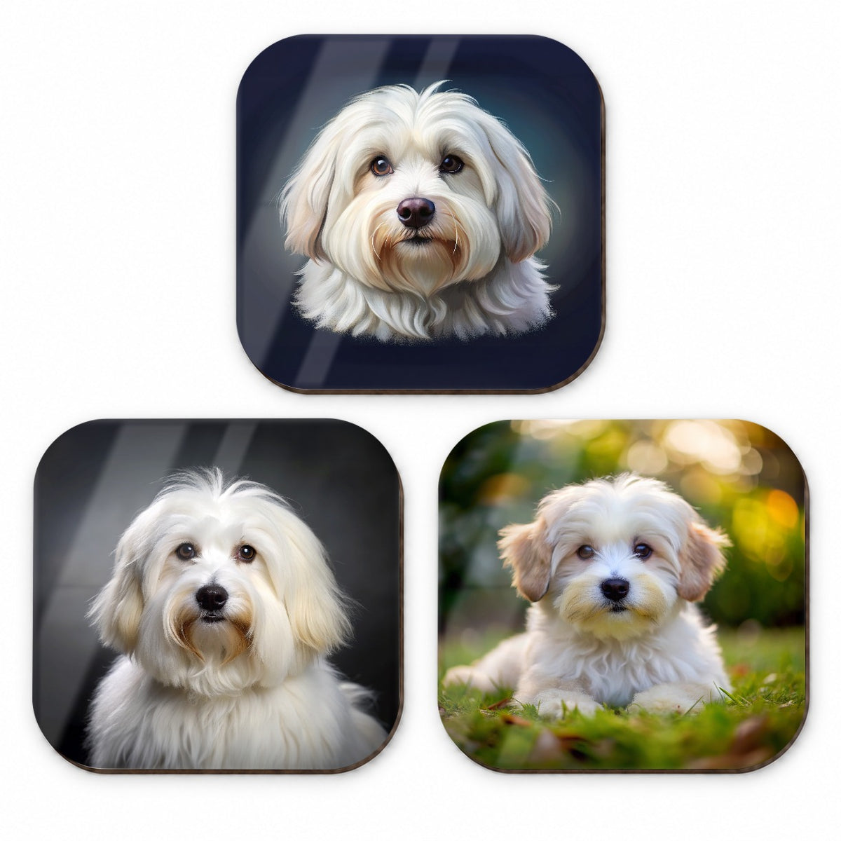 Coton De Tulear Dog Photo Illustration Fridge Magnet Set
