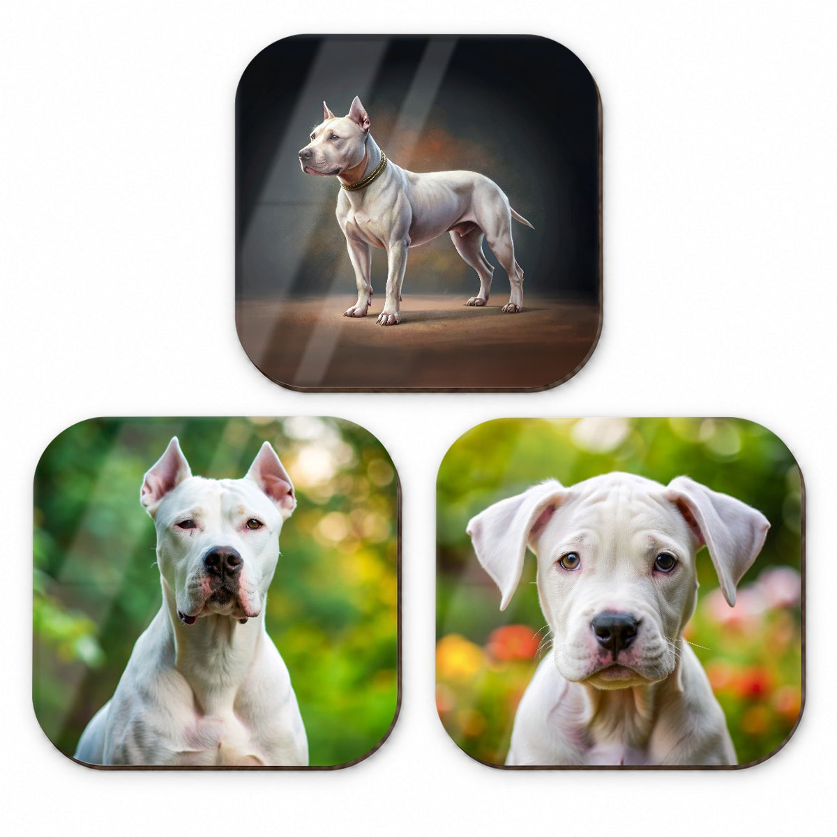 Dogo Argentino Dog Photo Illustration Fridge Magnet Set