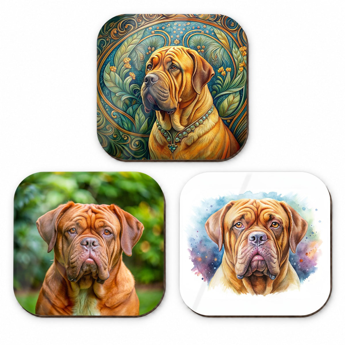 Dogues De Bordeaux Dog Modern Photo Art Fridge Magnet Set