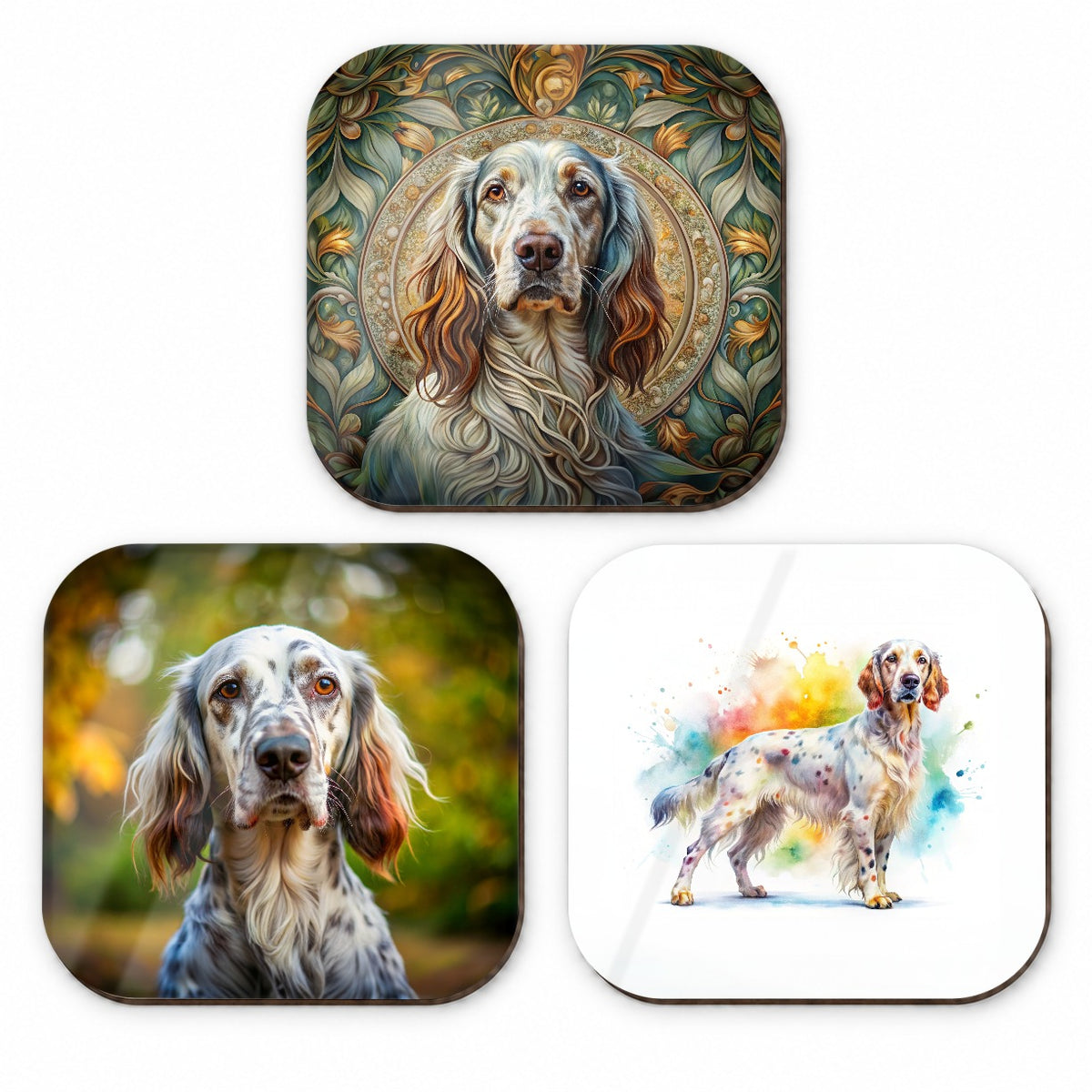 English Setter Dog Modern Photo Art Fridge Magnet Set