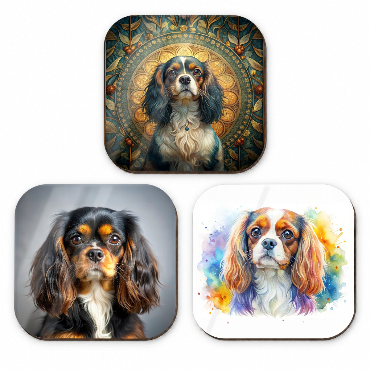 English Toy Spaniel Dog Modern Photo Art Fridge Magnet Set