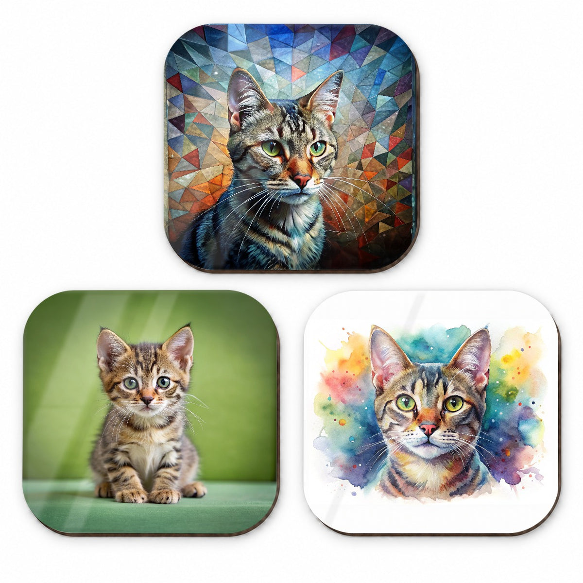European Shorthair Cat Modern Photo Art Fridge Magnet Set