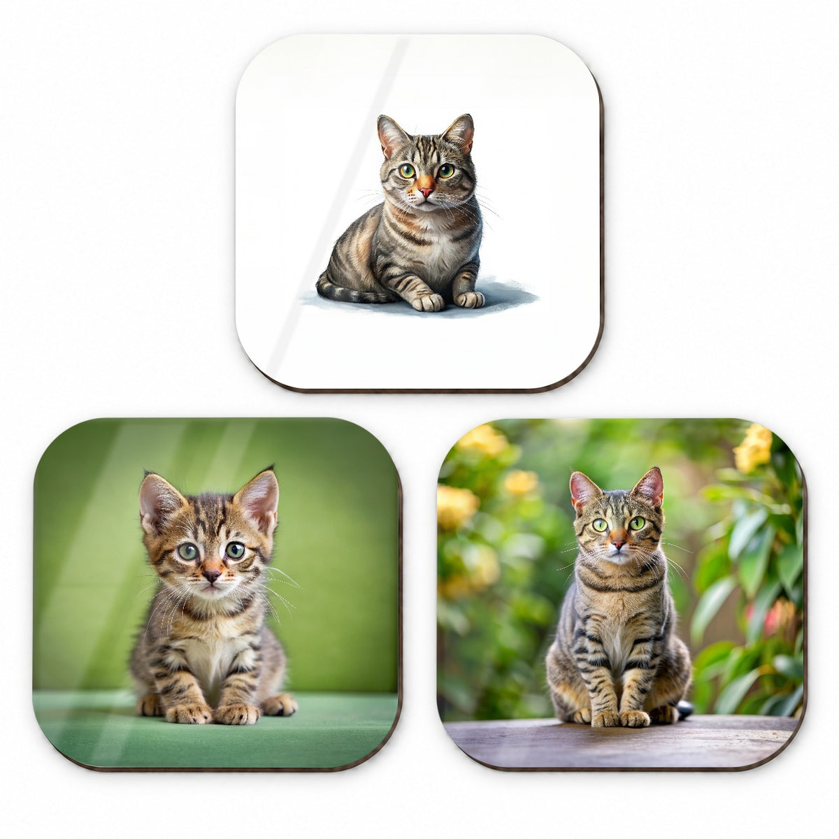 European Shorthair Cat Photo Illustration Fridge Magnet Set