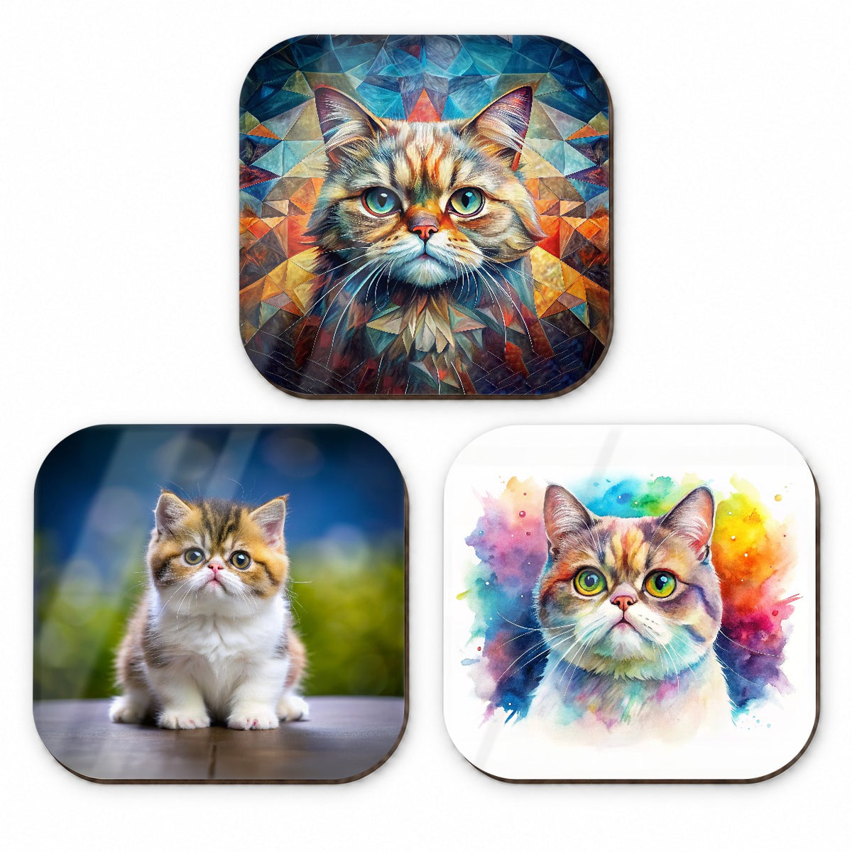 Exotic Shorthair Cat Modern Photo Art Fridge Magnet Set