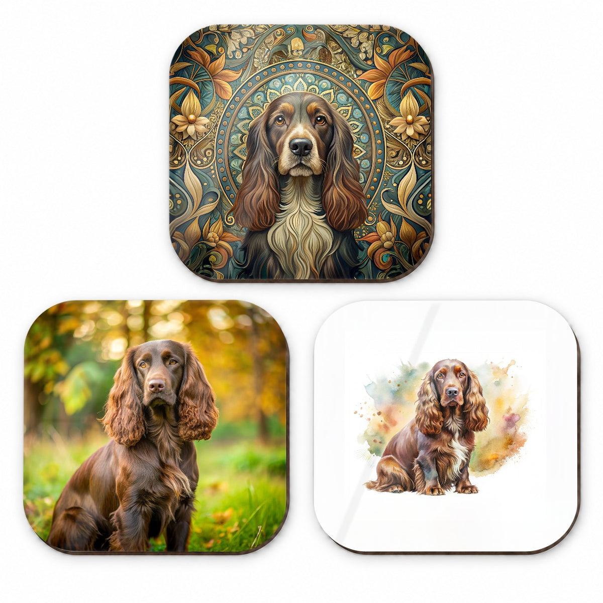 Field Spaniel Dog Modern Photo Art Fridge Magnet Set