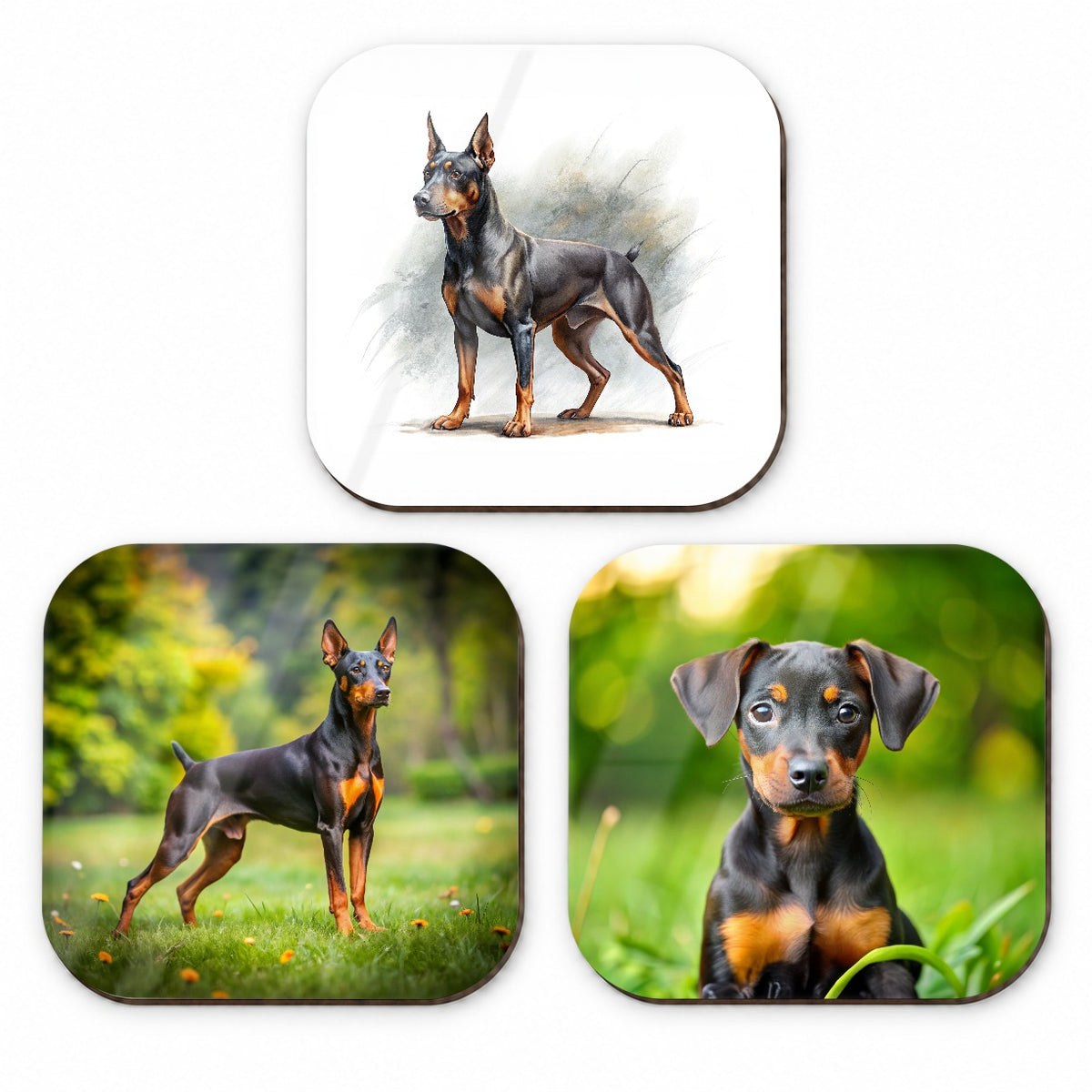 German Pinscher Dog Photo Illustration Fridge Magnet Set