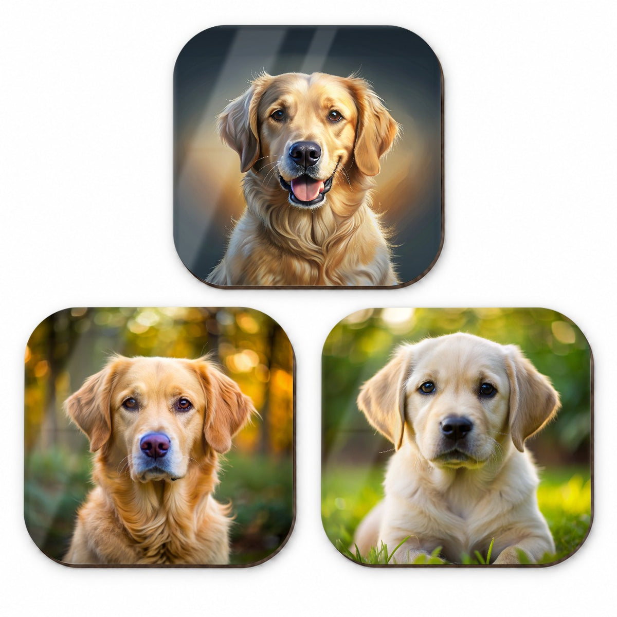 Goldador Dog Photo Illustration Fridge Magnet Set