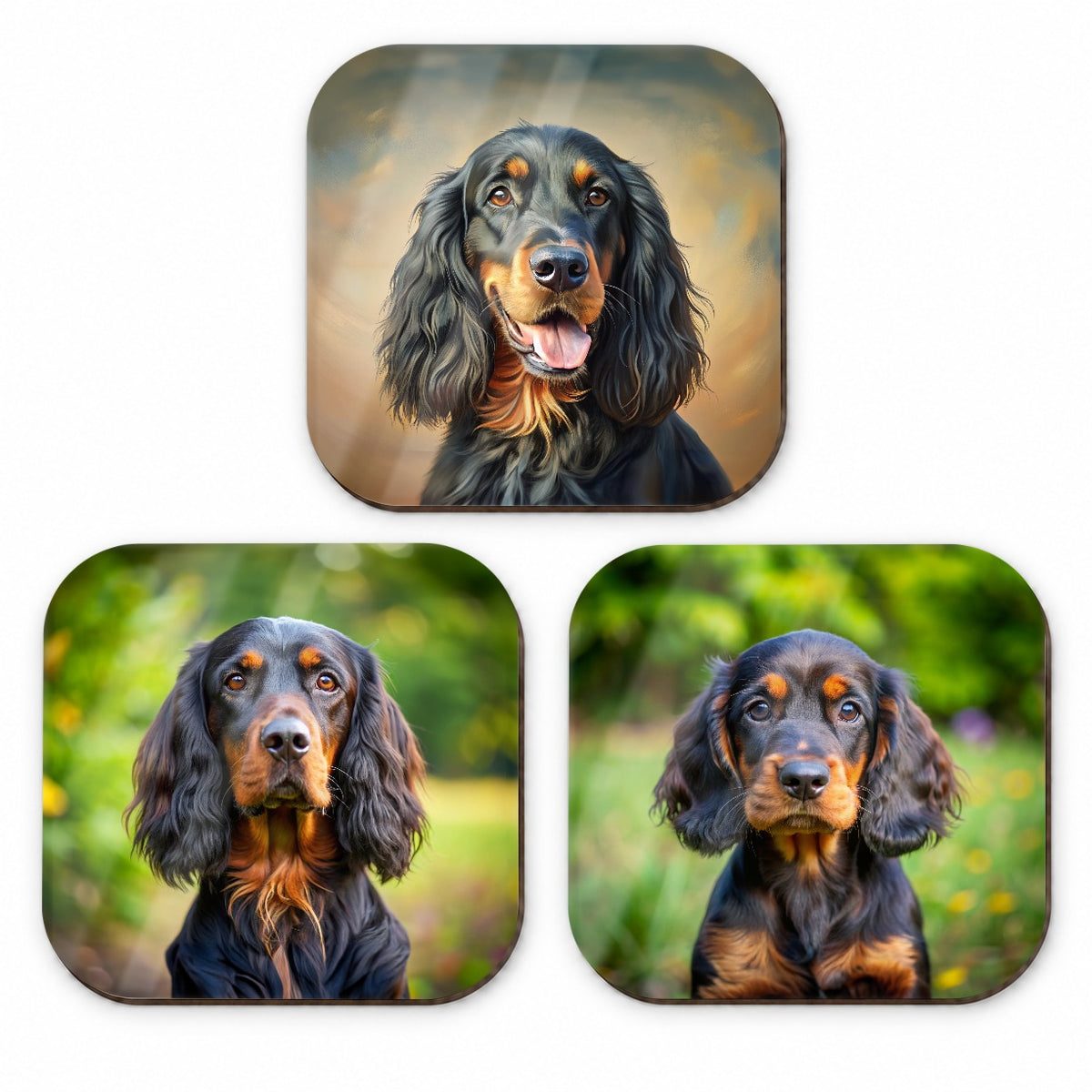 Gordon Setter Dog Photo Illustration Fridge Magnet Set