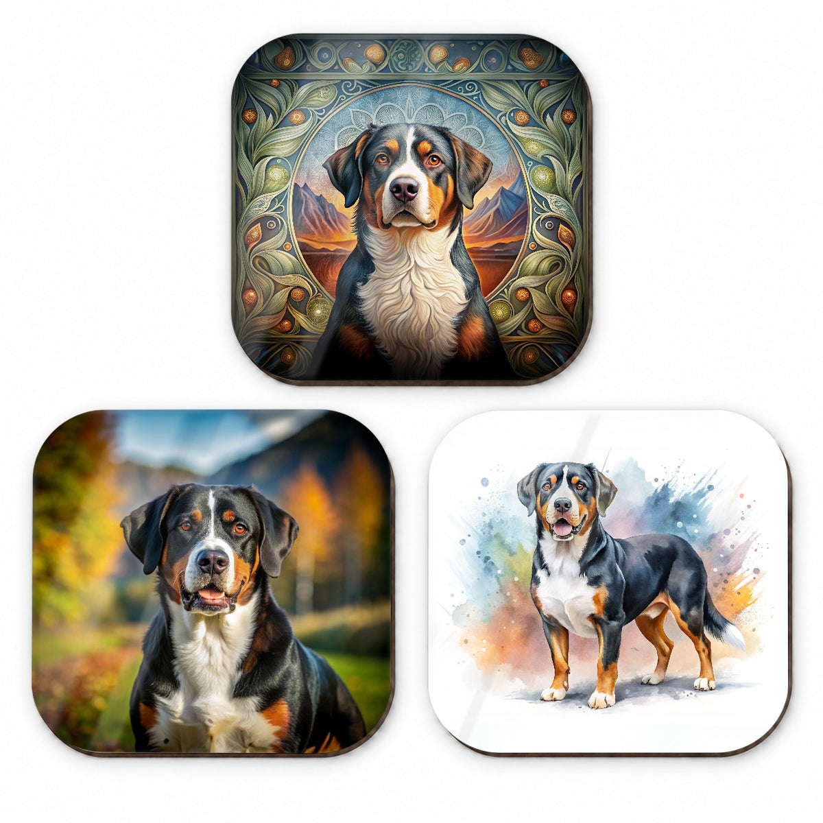 Greater Swiss Mountain Dog Modern Photo Art Fridge Magnet Set