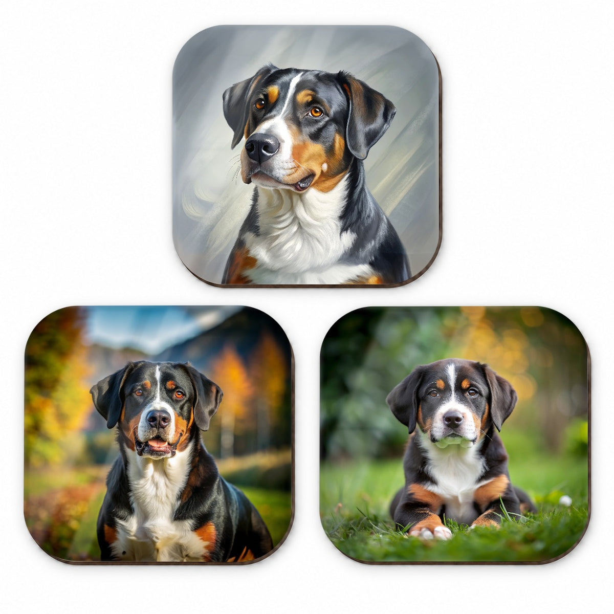 Greater Swiss Mountain Dog Photo Illustration Fridge Magnet Set