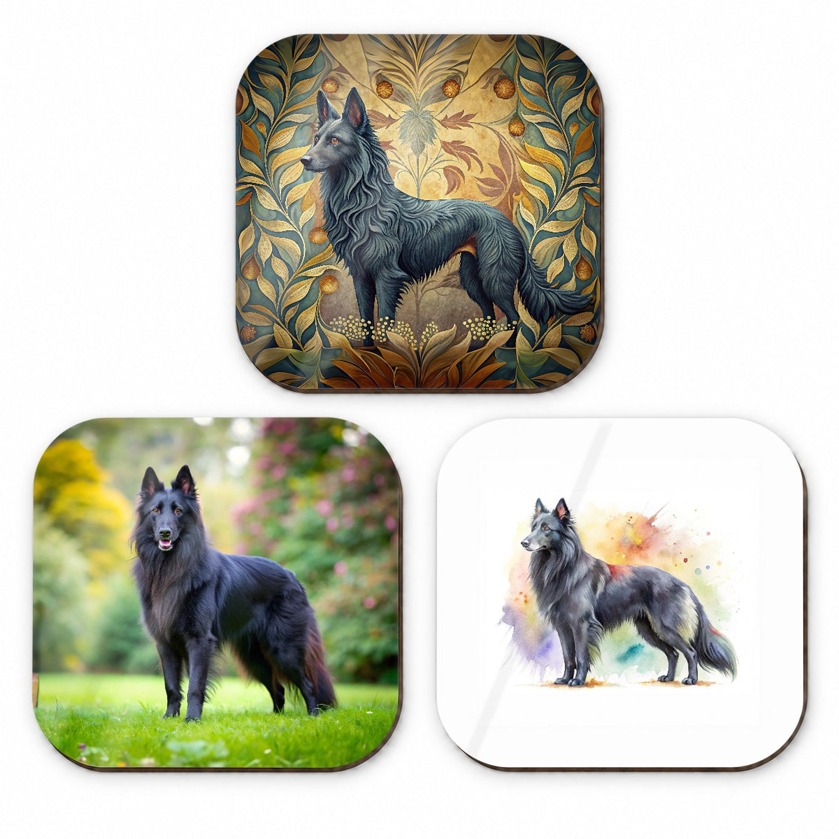 Groenendael Belgian Sheepdog Dog Modern Photo Art Fridge Magnet Set