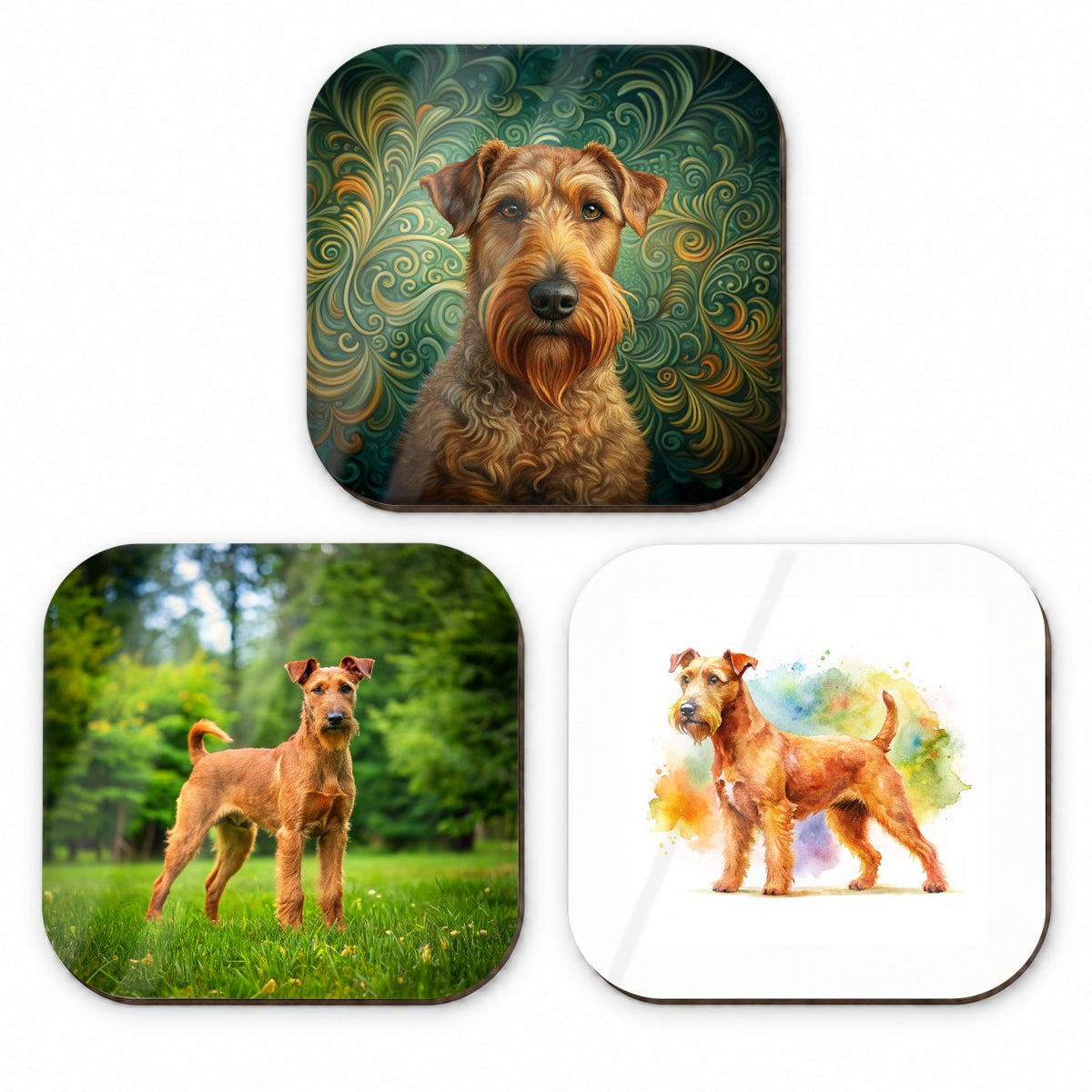 Irish Terrier Dog Modern Photo Art Fridge Magnet Set