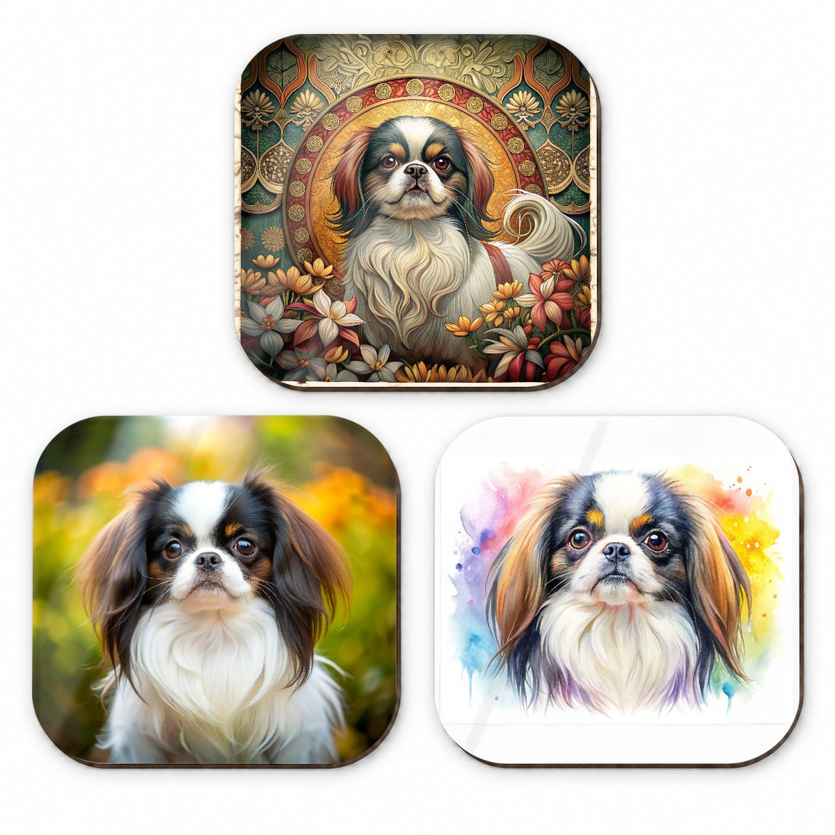Japanese Chin Dog Modern Photo Art Fridge Magnet Set