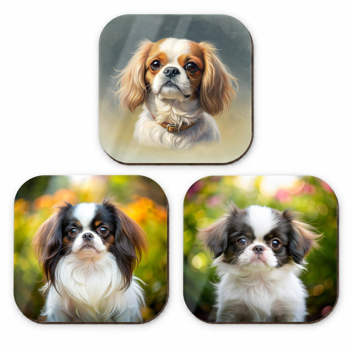 Japanese Chin Dog Photo Illustration Fridge Magnet Set