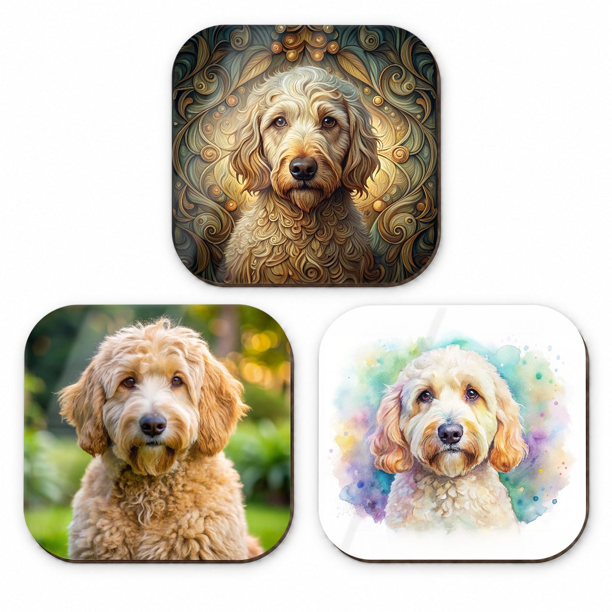 Labradoodle Dog Modern Photo Art Fridge Magnet Set