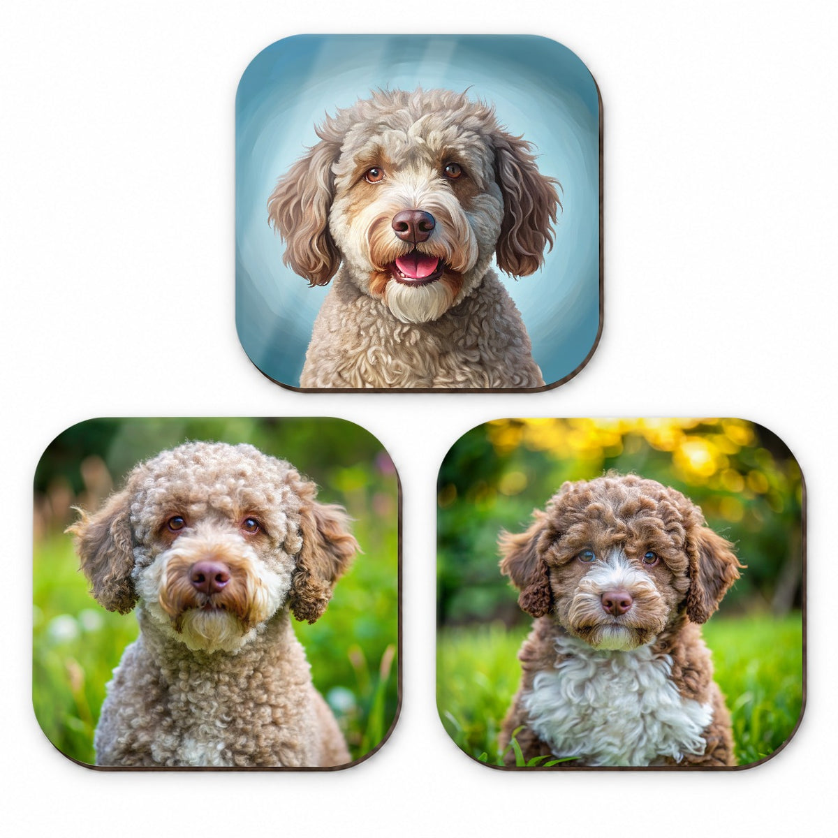 Lagotto Romagnolo Dog Photo Illustration Fridge Magnet Set