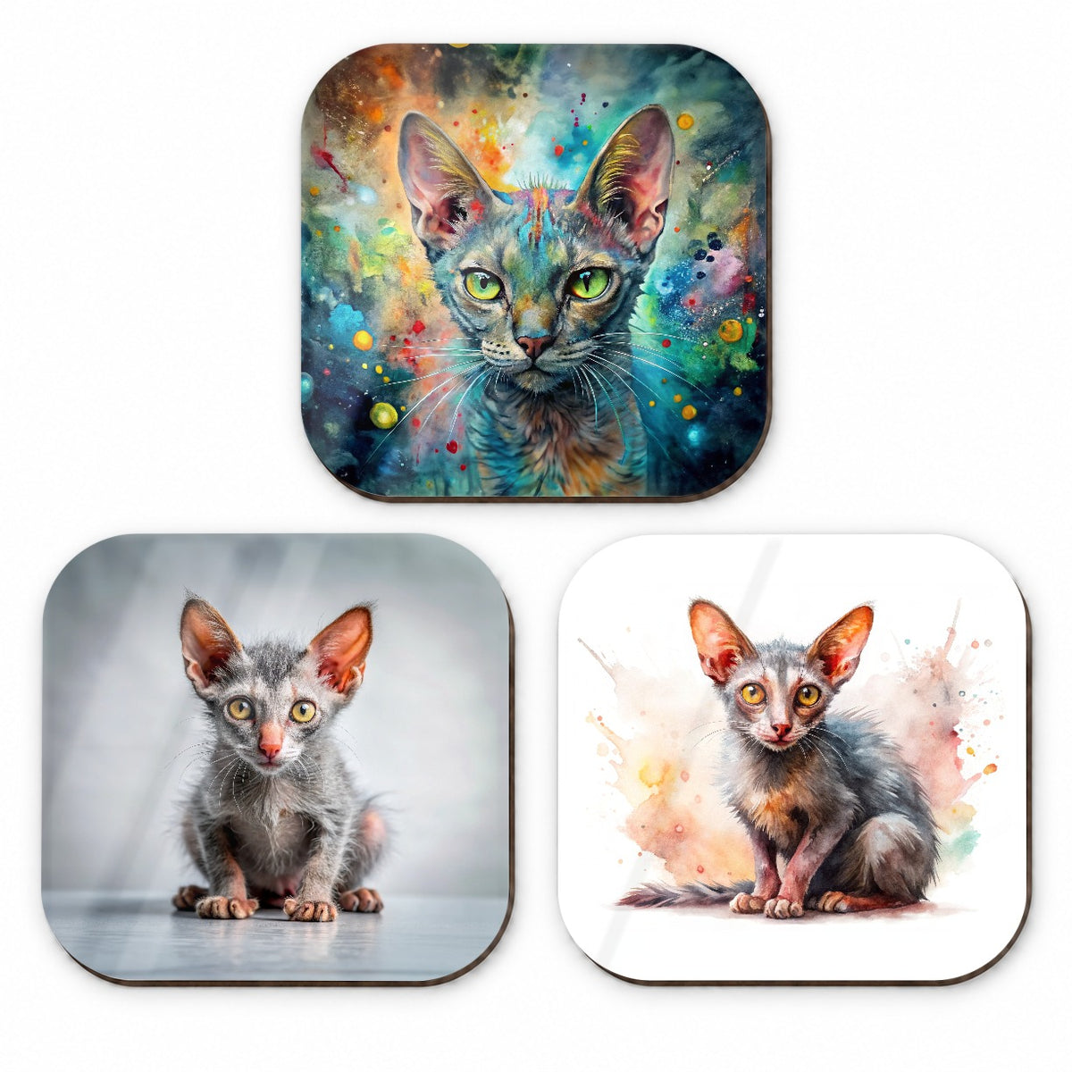 Lykoi Wolf Cat Modern Photo Art Fridge Magnet Set