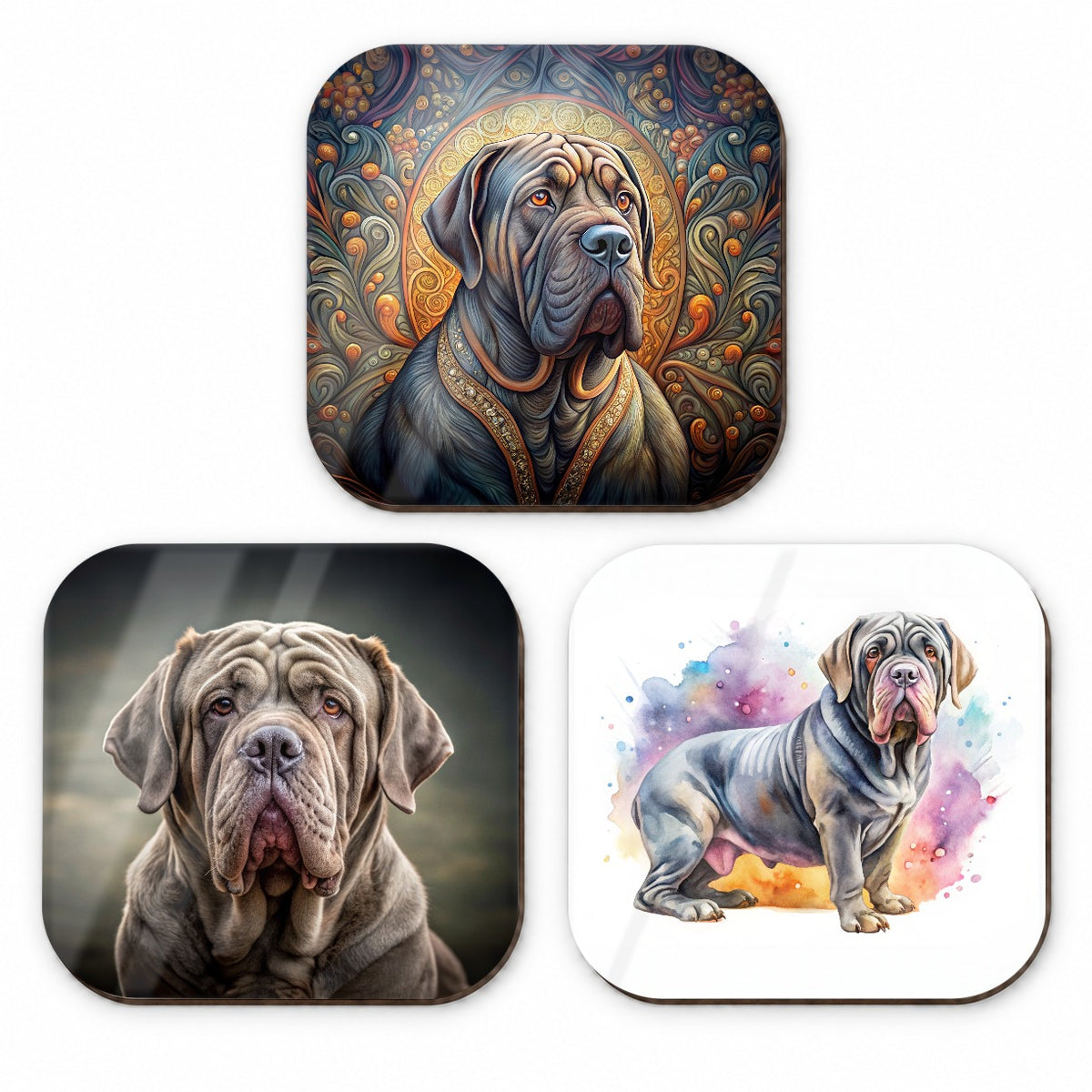 Neapolitan Mastiff Dog Modern Photo Art Fridge Magnet Set