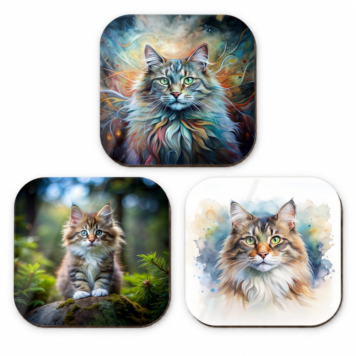 Norwegian Forest Cat Modern Photo Art Fridge Magnet Set
