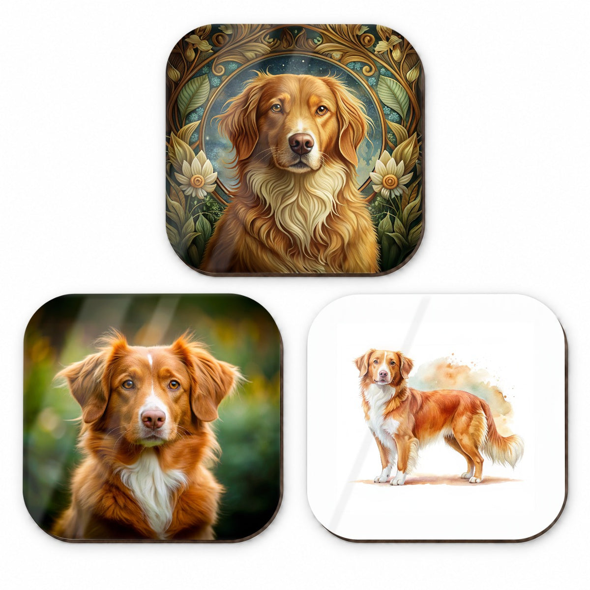 Nova Scotia Duck Tolling Retriever Dog Modern Photo Art Fridge Magnet Set